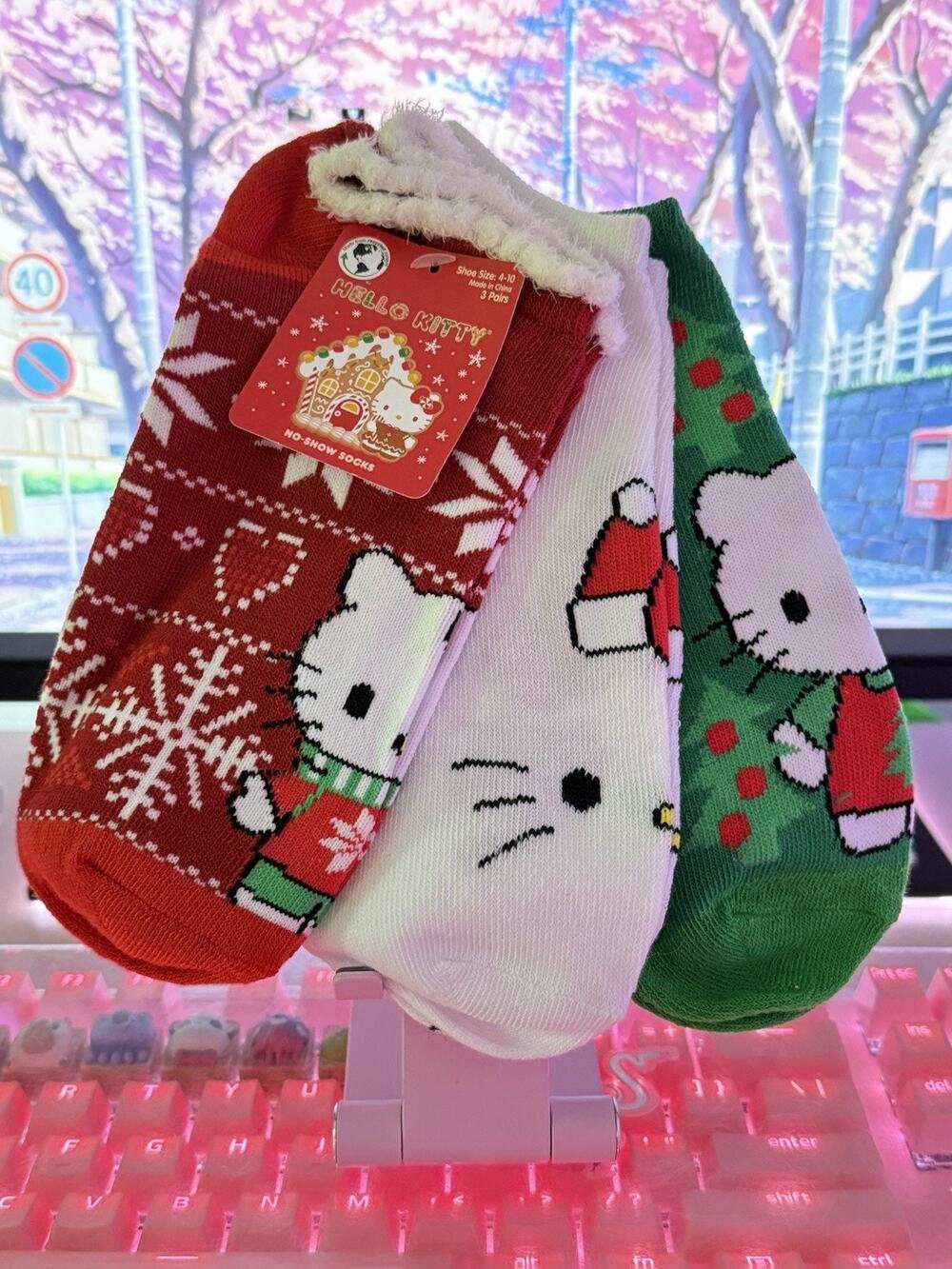 Hello Kitty Women's Christmas Holiday No Show Socks 3 Pack Pair 2024 Sanrio
